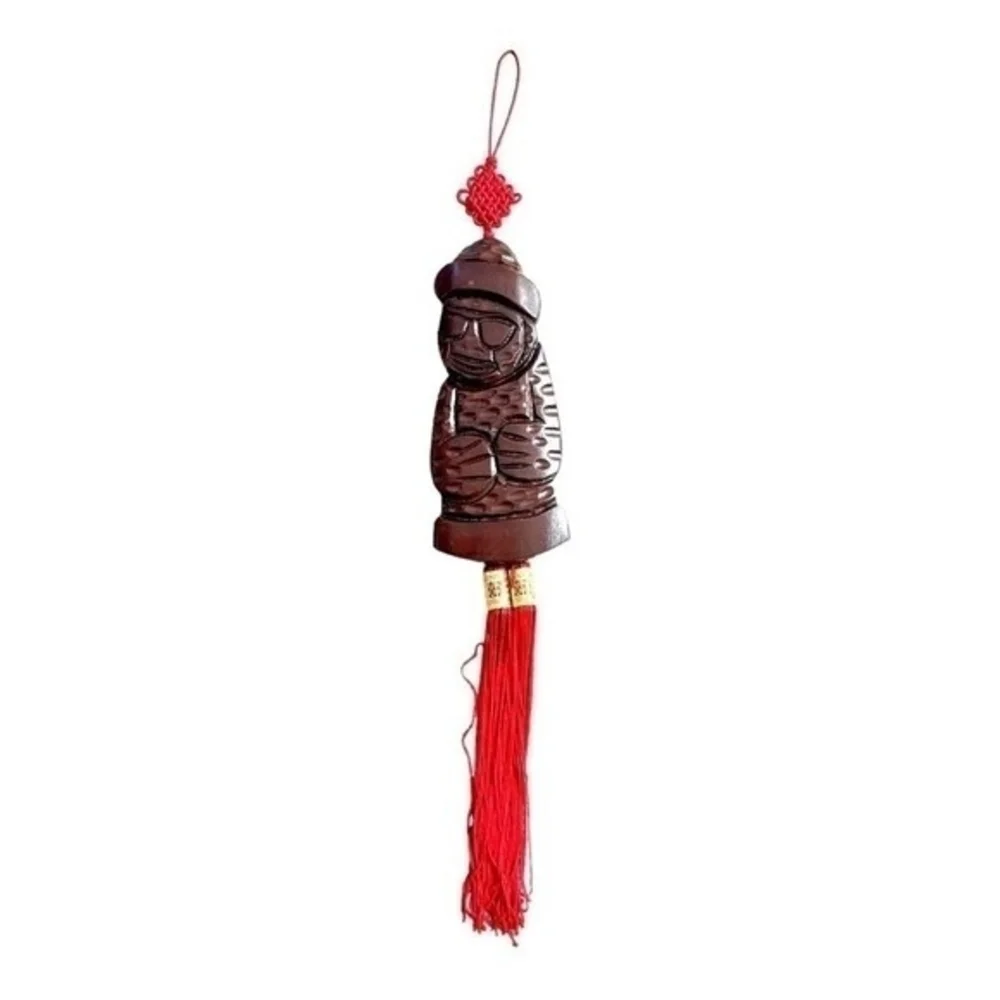 Handmade Asian Black Wood Amulet Wall Hanging Figurine Japan Import Vintage 8